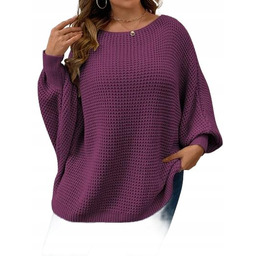 SHEIN FIOLETOWY SWETER DAMSKI LUŹNY PLUS SIZE 48
