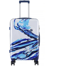 Walizka podróżna z ABS-u 24'' - nadruk biało-niebieska