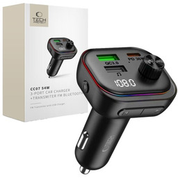 Tech-Protect Transmiter FM z Bluetooth + ładowarka samochodowa