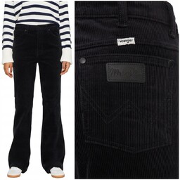 Wrangler WESTWARD Black rozszerzane czarne damskie spodnie sztruksy