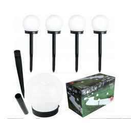 4x lampa solarna ogrodowa kula biała wbijana 10