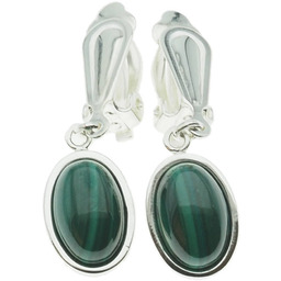 Skorulski Jewellery, Klipsy, Malachit owalny w srebrze