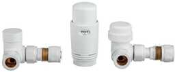 Zawory termostatyczne osiowe białe z głowicą termostatyczną Invena