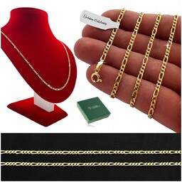 PIĘKNY ZŁOTY ŁAŃCUSZEK DAMSKI FIGARO 70cm/2mm 925/585 DIAMENTOWANY