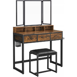 Toaletka z Lustrem Pufą dla Niej Zestaw Rustykalny