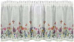 Firana 60 x 150 Dekoracyjna Gotowa Bella Biały+Róż