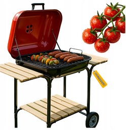 Grill Gril Węglowy Ogrodowy z Pokrywą Przenośny +3