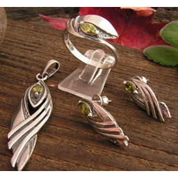 LUNA - srebrny komplet z oliwinem