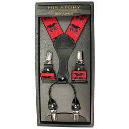 Szelki Szerokie, Czerwone Hipsterskie, Wąsy, Okulary, Męskie, Skóra