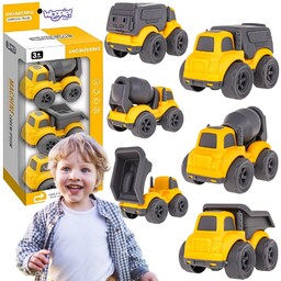 WOOPIE Zestaw 3w1 Pojazdy Budowlane Śmieciarka Betoniarka Wywrotka