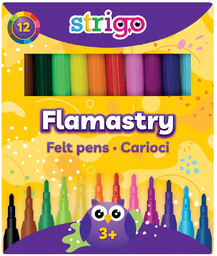 Flamastry STRIGO, 12 kolorów
