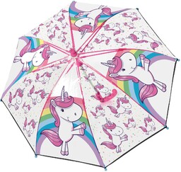 p:os Parasol z jednorożcem dla dzieci, przezroczysty, wiatroszczelny,