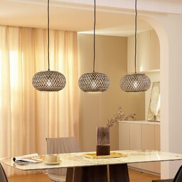 Lampa Wisząca Lindby, Nerys, ściemnialny, drewniany, kuchnia, drewno