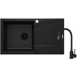 Zlewozmywak granitowy z baterią DEANTE Evora Nero ZQJJN113