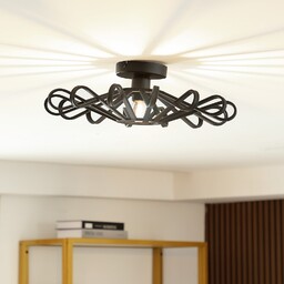 Lampa Sufitowa Lindby, Kaelen, ściemnialny, czarny, salon, metal