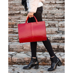 Skórzana damska aktówka DAN-A T19 czerwona