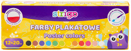 Farby plakatowe STRIGO, 12 kolorów