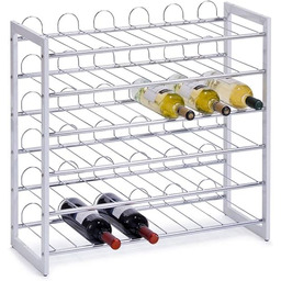 Zeller 27360 metalowy chromowany stojak na wino, biały,