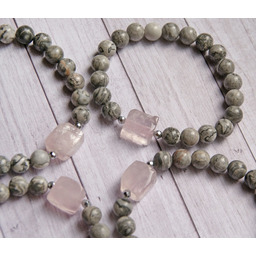 Pakamera Amulet MIŁOŚĆ, SPOKÓJ - kwarc różowy, jaspis