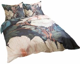 Pościel satynowa 160x200 Premium Satynlove Kwiaty czarna pudrowa