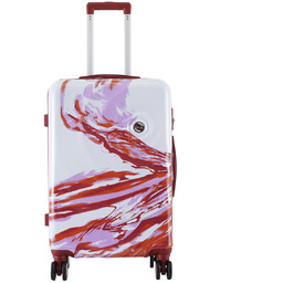 Walizka podróżna z ABS-u 24'' - nadruk biało-różowa