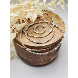 Pakamera Opalowy Komplet z Perełkami i Amazonitem