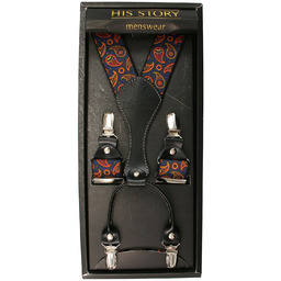 Granatowe Szerokie Szelki Męskie, Skóra Naturalna -HIS STORY-