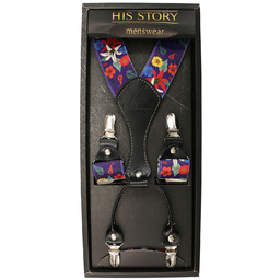 Fioletowe Szerokie Szelki Męskie, Skóra Naturalna -HIS STORY-