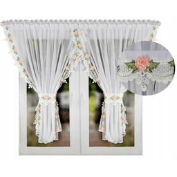 Firany Gotowe Z Gipiurą W Kwiaty Firanka Gotowa