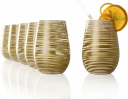 Stölzle Lausitz Szklanki TWISTER Biało-Złote 6x 465ml