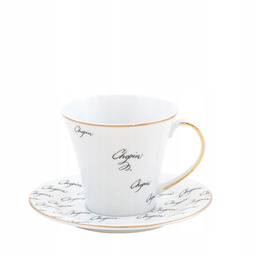 Fryderyk Chopin Porcelanowy Kubek 300 ml ze spodkiem|Biały