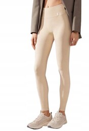 Legginsy sportowe damskie CALZEDONIA bezszwowe prążki Active kremowe