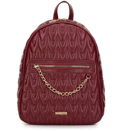 Damski plecak pikowany z łańcuszkiem bordowy