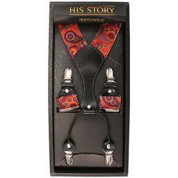 Pomarańczowe Szerokie Szelki Męskie, Skóra Naturalna -HIS STORY-