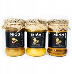 ZESTAW MIODÓW-WIELOKWIAT, SŁONECZNIK, LIPA 3x 400g