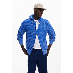 Sweter z zamkiem błyskawicznym w warkoczowy wzór