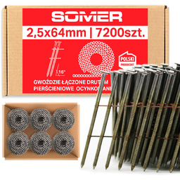 Gwoździe Do Gwoździarki Bębnowe 2,5/64 R 7200SZT Duża