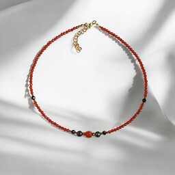 Pakamera Choker jesienny : karneol, kwarc dymny, czarny