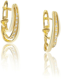 Klasyczne kolczyki z cyrkoniami srebrne pozłacane