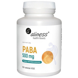 Suplement diety, Aliness, PABA (kwas p-aminobenzoesowy) 500mg, 100