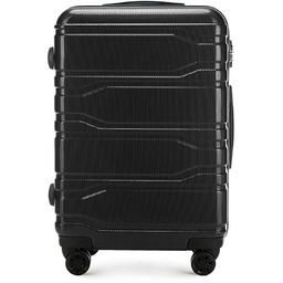 Średnia walizka z polikarbonu tłoczona czarna