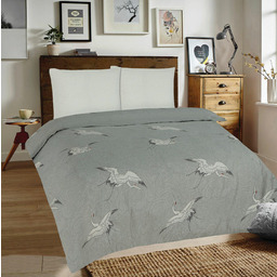 Matex Pościel flanelowa 160x200 F-75A-1 żurawie biała szara