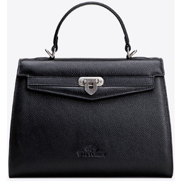 Skórzany kuferek z dekoracyjnym zapięciem czarny