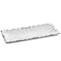 Eurofirany Patera ceramiczna 28x13x3 Nira 02 biała srebrna