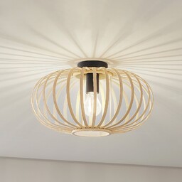 Lampa Sufitowa Lindby, Lielle, ściemnialny, drewniany, jadalnia, bambus,