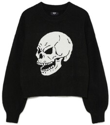 Cropp - Czarny sweter z czaszką - Czarny