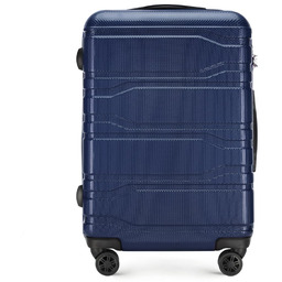 Średnia walizka z polikarbonu tłoczona granatowa