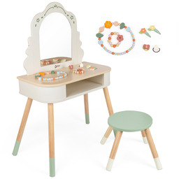 CLASSIC WORLD Drewniana Toaletka z Lustrem Krzesełkiem