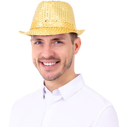 Kapelusz z cekinami złoty - 1 szt.