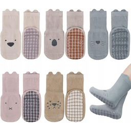 10X Antypoślizgowe Skarpetki Dla Niemowląt 5 Par Wielokolorowe